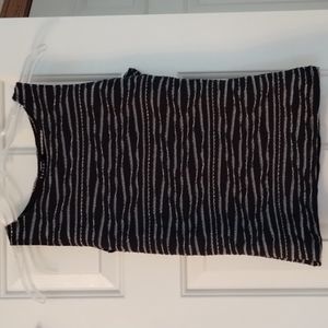 Cute sleeveless tank, black with gray stripes with gold threads